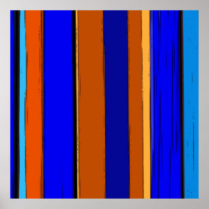 Abstract Blue And Orange 930 - Vertical Stripes Poster