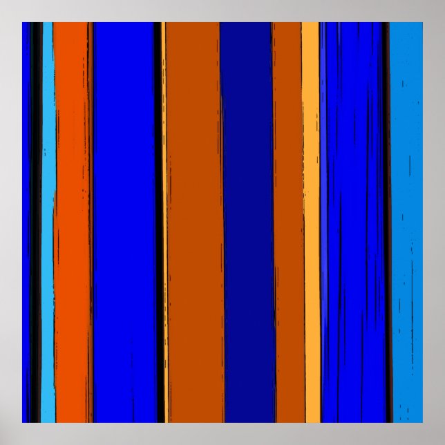 Abstract Blue And Orange 930 - Vertical Stripes Poster (Front)