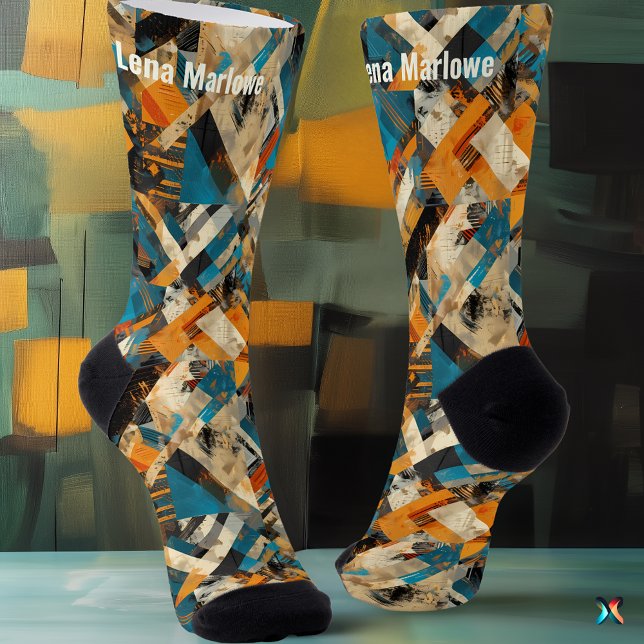 Abstract Blue and Orange – Custom Artistic Socks (Creator Uploaded)