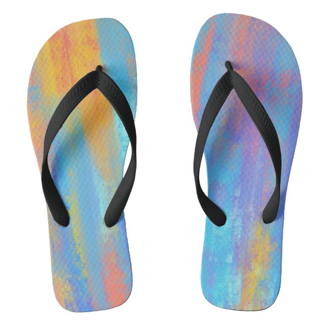 Abstract Blue and Orange Flip Flops (Footbed)