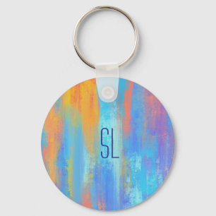 Abstract Blue and Orange Key Ring