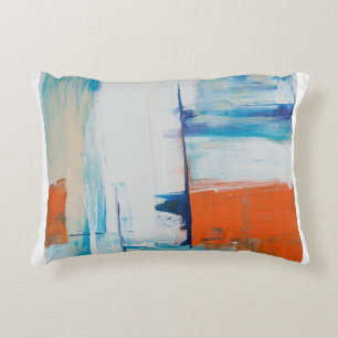 Abstract Blue and Orange Modern Art Decorative Cushion