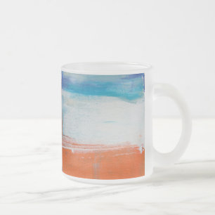 Abstract Blue and Orange Modern Art Frosted Glass Coffee Mug
