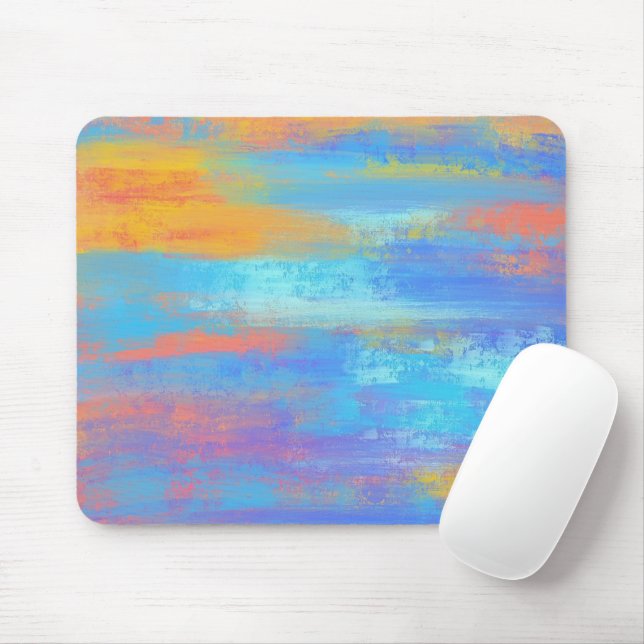 Abstract Blue and Orange Mouse Mat (With Mouse)