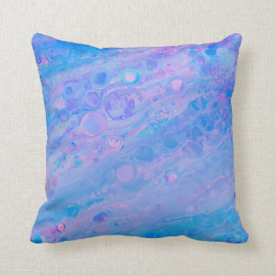 Abstract Blue and Pink Bubbly Mermaid Ocean Cushion