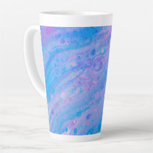 Abstract Blue and Pink Bubbly Mermaid Ocean Latte Mug