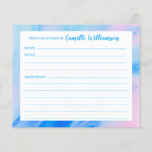 Abstract Blue and Pink Personalised Recipe Card