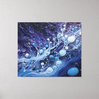 Abstract Blue and Purple Acrylic Paint Pour Canvas Print