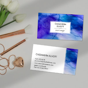 Abstract Blue and Purple Alcohol Ink Liquid Art Business Card
