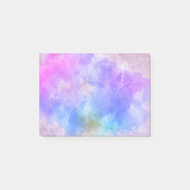 Abstract Blue and Purple Watercolor Background Post-it Notes (Front)