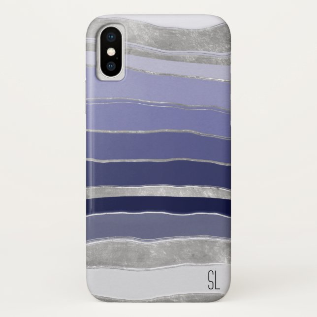 Abstract Blue and Silver Personalised Case-Mate iPhone Case (Back)