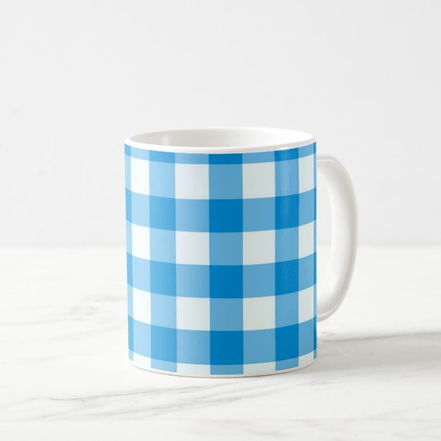 Abstract blue and white buffalo coffee mug (Front Right)