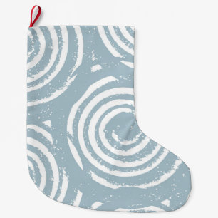 Abstract Blue and White Circles Large Christmas Stocking