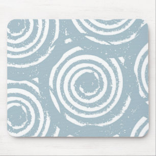 Abstract Blue and White Circles Mouse Mat