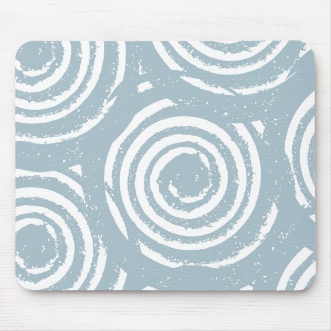 Abstract Blue and White Circles Mouse Mat (Front)
