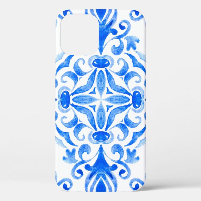 Abstract blue and white hand drawn tile seamless o Case-Mate iPhone case (Back)