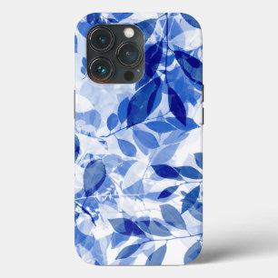 Abstract Blue and White Leaves iPhone 13 Pro Case