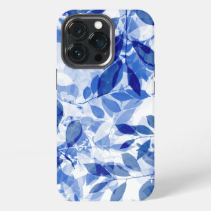 Abstract Blue and White Leaves iPhone 13 Pro Case