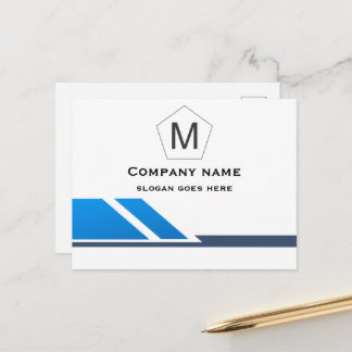 Abstract Blue and White Professional Postcard