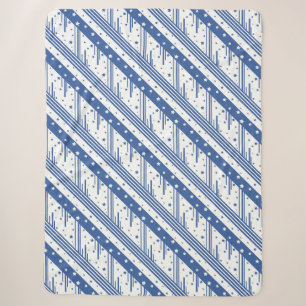 Abstract blue and white sherpa blanket