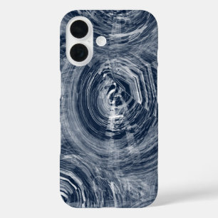 Abstract Blue and White Swirl Pattern iPhone 16 Case