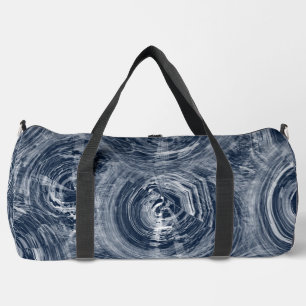 Abstract Blue and White Swirl Pattern Duffle Bag