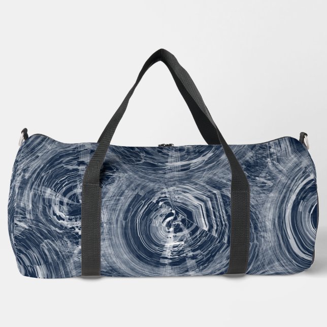 Abstract Blue and White Swirl Pattern Duffle Bag (Front)