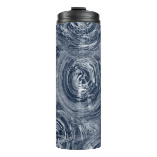 Abstract Blue and White Swirl Pattern Thermal Tumbler