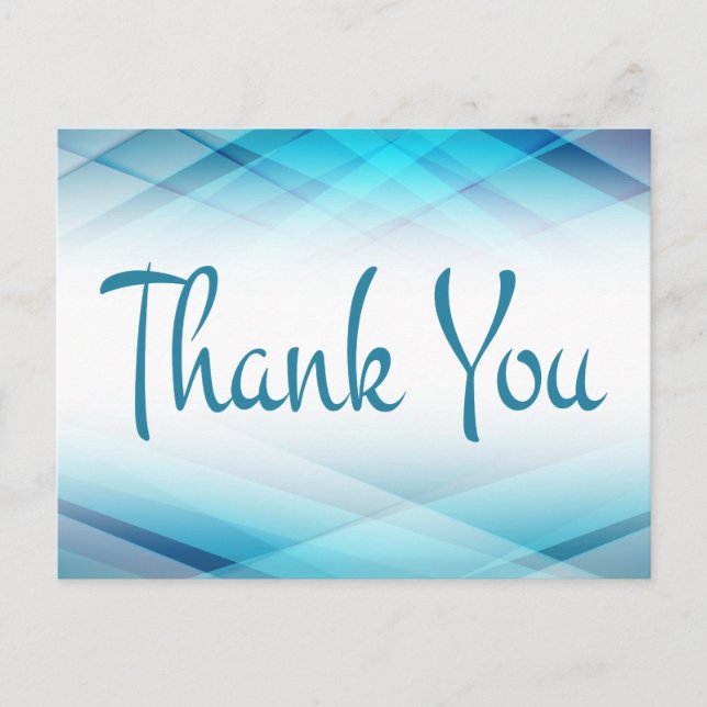 Abstract Blue And White Thank You Postcard (Front)