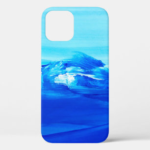 Abstract blue art painting background. Modern art. iPhone 12 Case