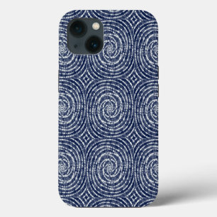 Abstract Blue Asian Shibori Pattern iPhone 13 Case