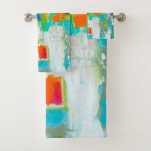 Abstract Blue Bath Towel Set