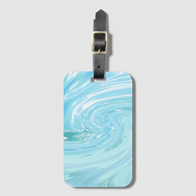 Abstract Blue Beachy Acrylic Pour Luggage Tag (Front Vertical)