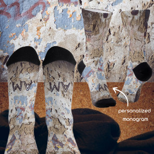Abstract blue & beige (cracked wall) socks