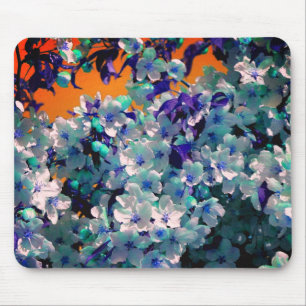 Abstract Blue Blossoms Flower Art Mouse Mat