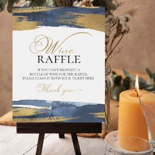 Abstract Blue Bridal Shower Wine Raffle Game Sign