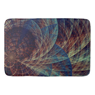 Abstract Blue Brown Swirls Fractal Bath Mat