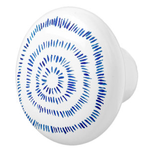 Abstract Blue Brush Stroke Painting Pattern Ceramic Knob