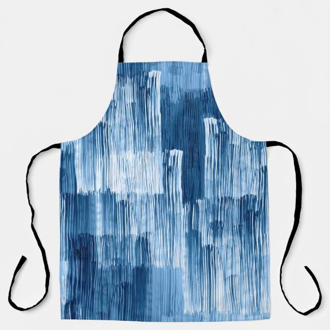 Abstract blue brushstrokes painting pattern apron (Front)