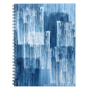 Abstract blue brushstrokes painting pattern notebook