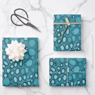Abstract Blue Bubble Polka Dot Pattern Wrapping Paper Sheet