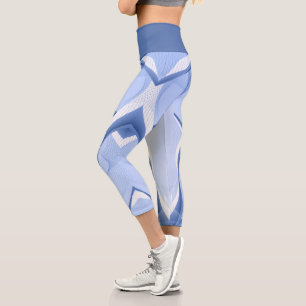 Abstract Blue Capri Leggings