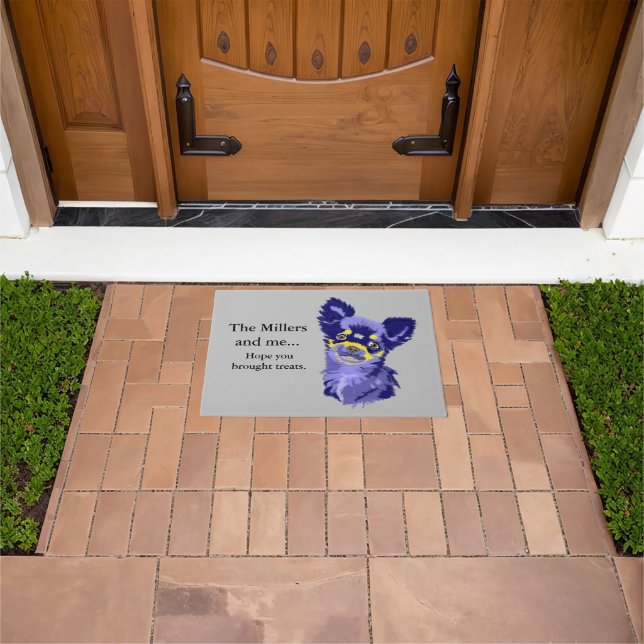 Abstract Blue Chihuahua  Doormat (Outdoor)