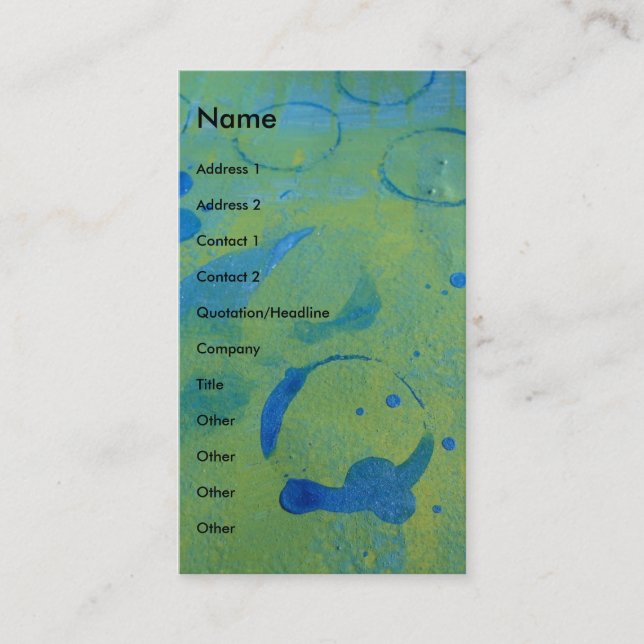 Abstract Blue Circles on Green Business Card (Front)