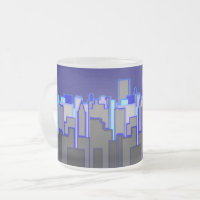 Abstract Blue City Skyline Art