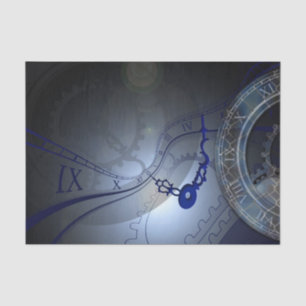 Abstract Blue Clock Design Tissue Paper