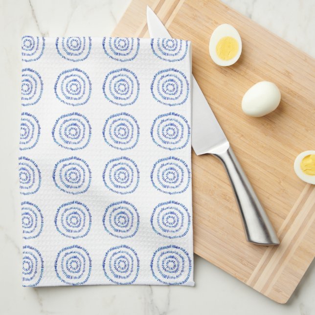 Abstract Blue Coastal Pattern Kitchen Towel (Quarter Fold)