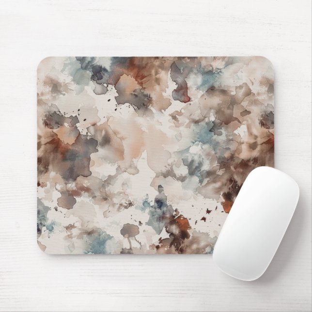 Abstract Blue Cream Brown   Mouse Mat (With Mouse)