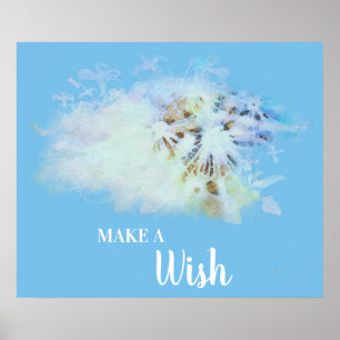 *~* Abstract Blue DANDELION Make A Wish Poster