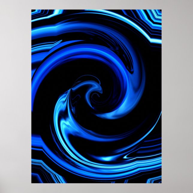 Abstract Blue Dolphin Art Poster (Front)
